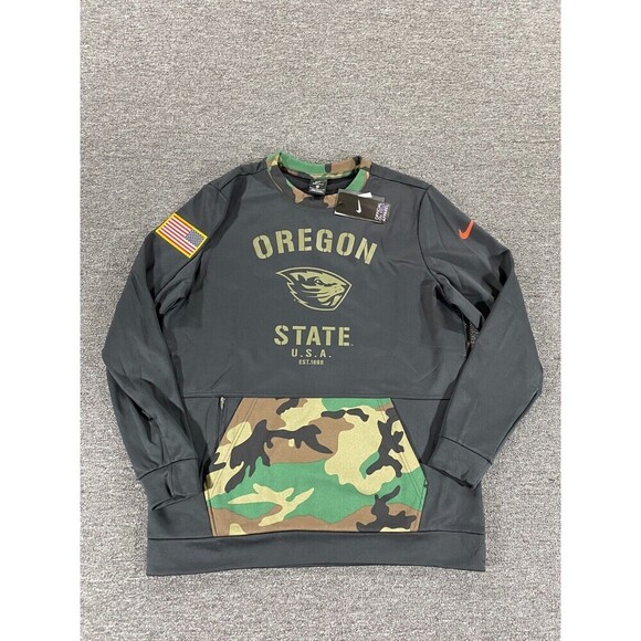 Nike Oregon State Beavers Sweater Mens Large Black Camo Sweatshirt DD4315-010 - Picture 1 of 16
